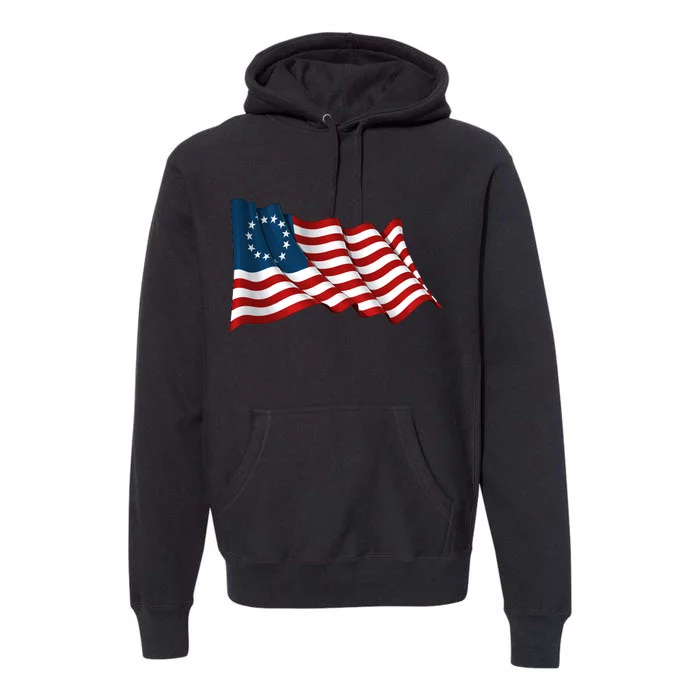 American Betsy Ross Waving Flag Premium Hoodie