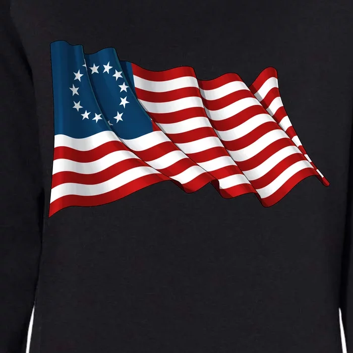 American Betsy Ross Waving Flag Womens California Wash Sweatshirt