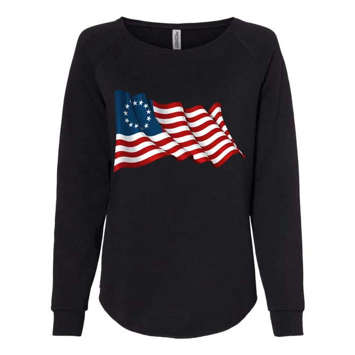 American Betsy Ross Waving Flag Womens California Wash Sweatshirt