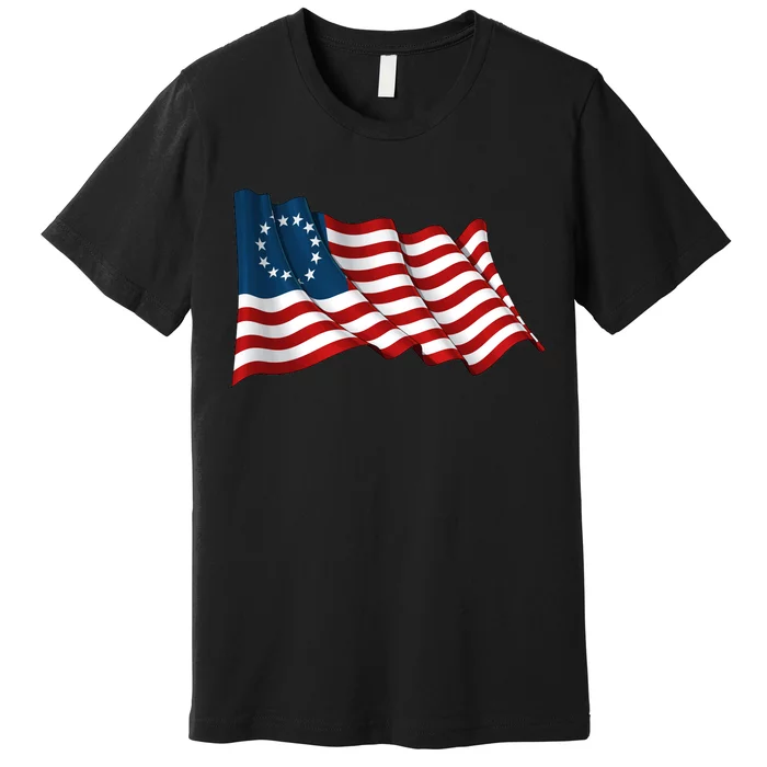 American Betsy Ross Waving Flag Premium T-Shirt