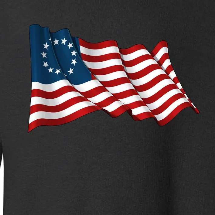 American Betsy Ross Waving Flag Toddler Sweatshirt