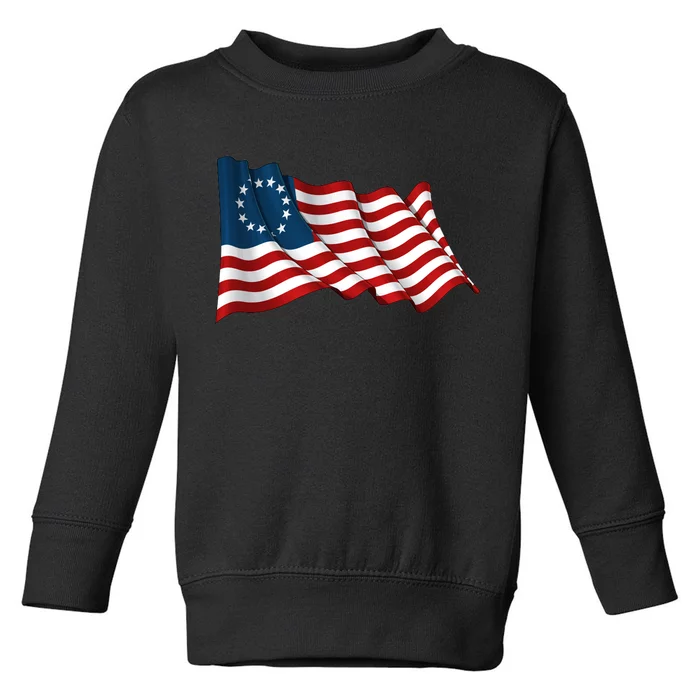 American Betsy Ross Waving Flag Toddler Sweatshirt