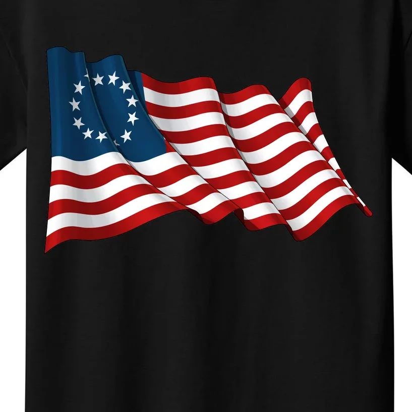 American Betsy Ross Waving Flag Kids T-Shirt