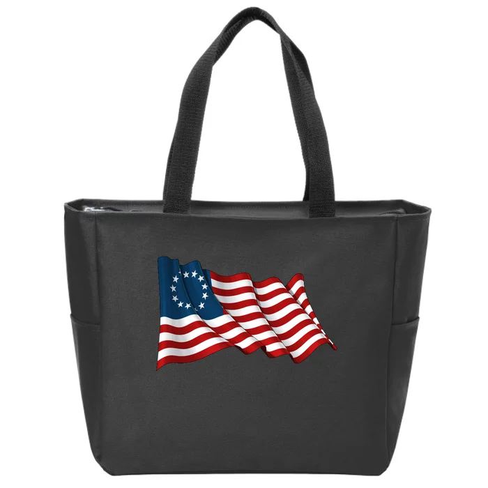 American Betsy Ross Waving Flag Zip Tote Bag