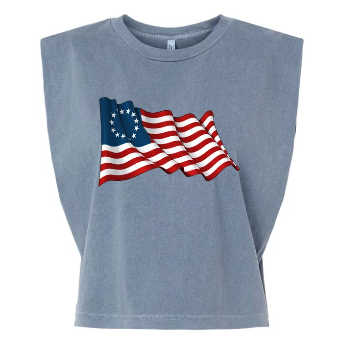 American Betsy Ross Waving Flag Garment-Dyed Women's Muscle Tee