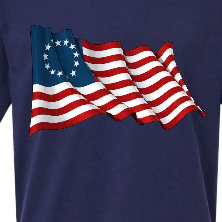 American Betsy Ross Waving Flag Sueded Cloud Jersey T-Shirt