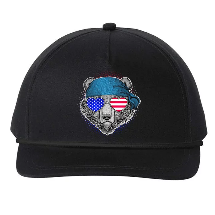 American Biker Bear Snapback Five-Panel Rope Hat