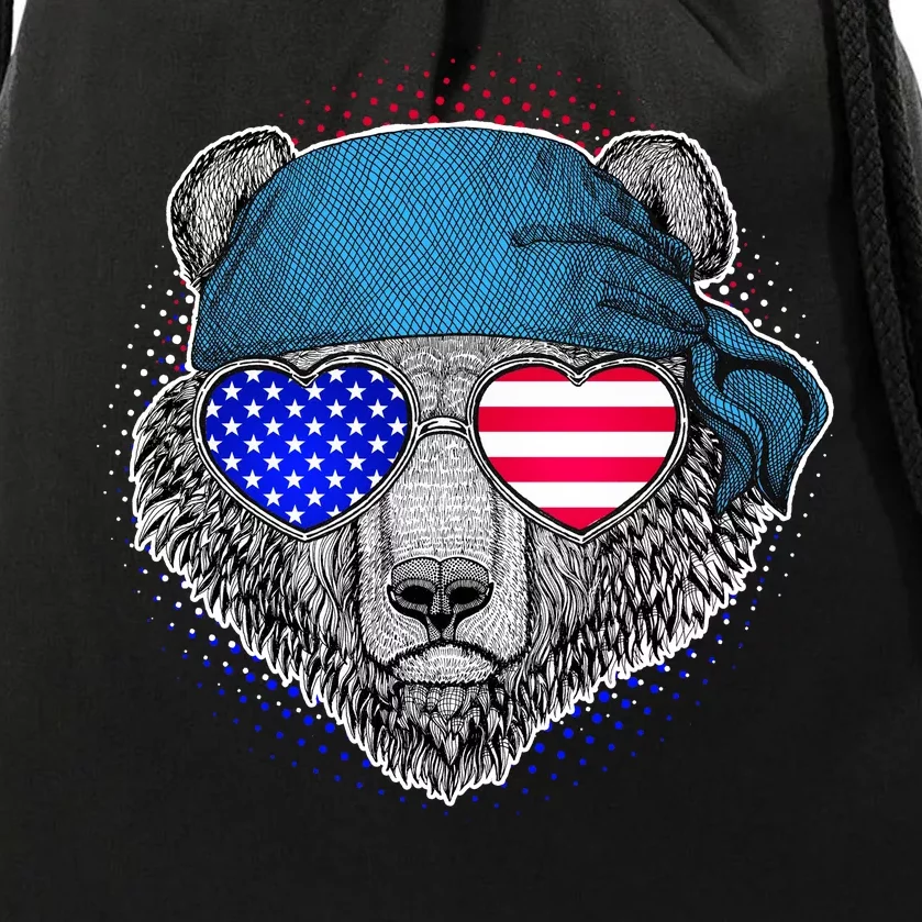 American Biker Bear Drawstring Bag