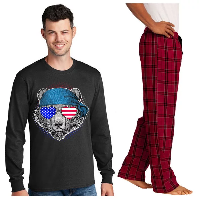 American Biker Bear Long Sleeve Pajama Set