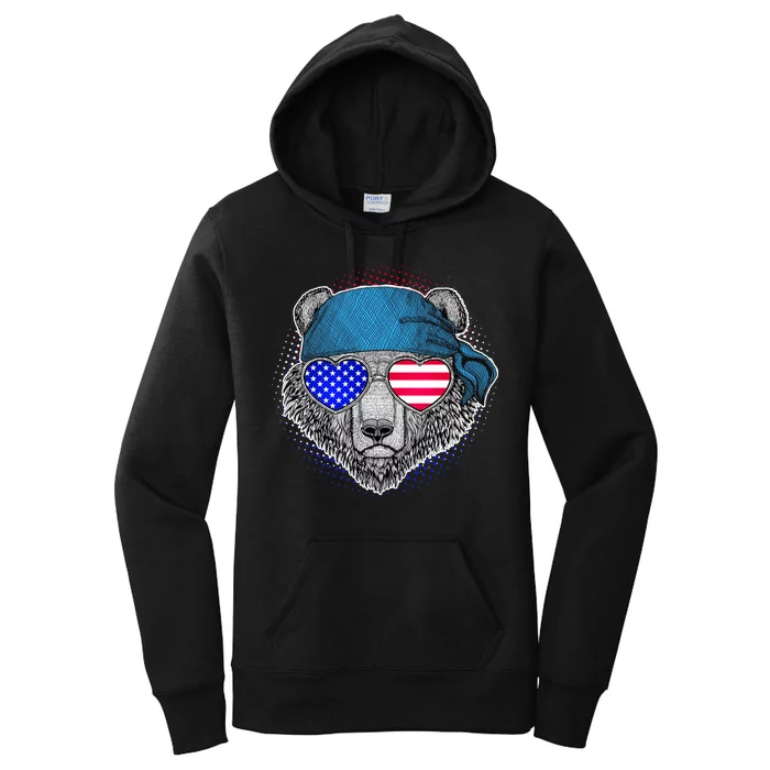 American Biker Bear Women's Pullover Hoodie