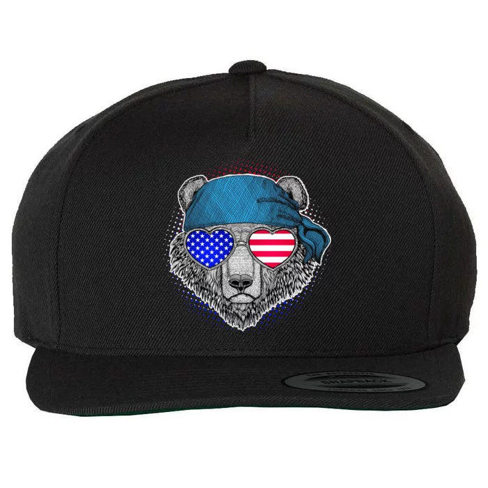 American Biker Bear Wool Snapback Cap