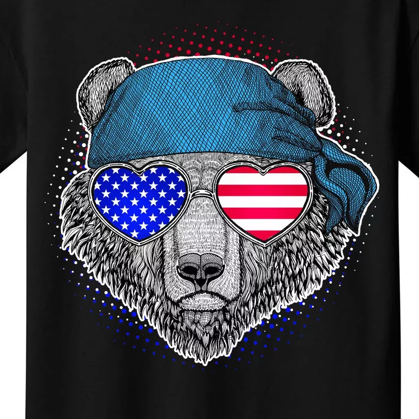 American Biker Bear Kids T-Shirt