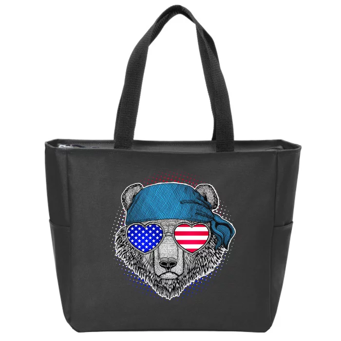 American Biker Bear Zip Tote Bag