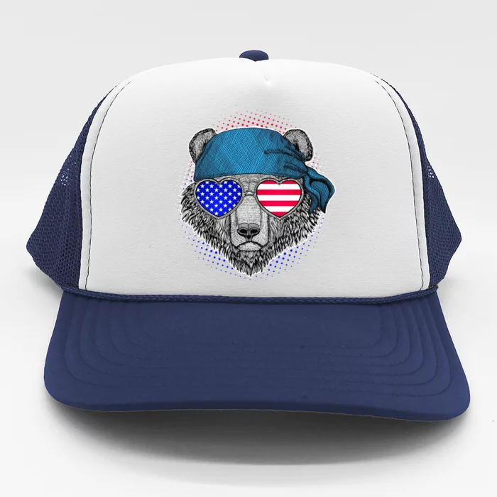 American Biker Bear Trucker Hat