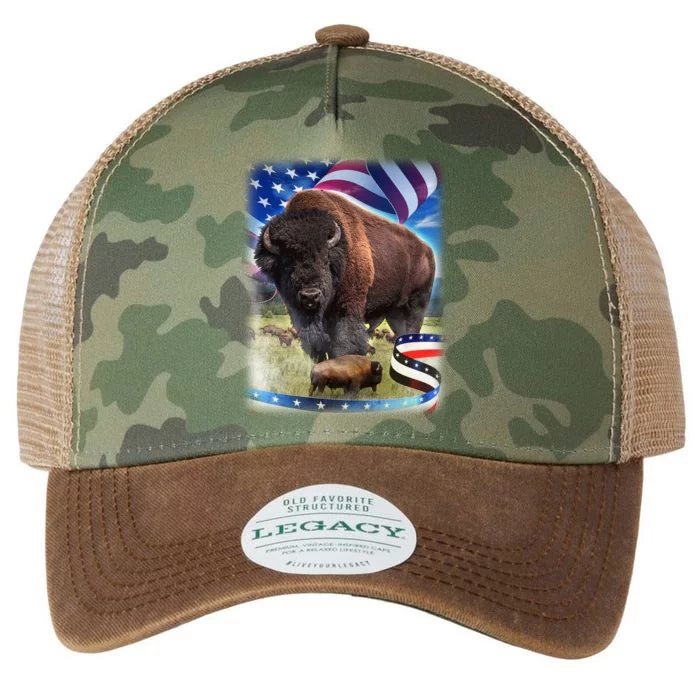 American Bison USA Flag Buffalo Legacy Tie Dye Trucker Hat