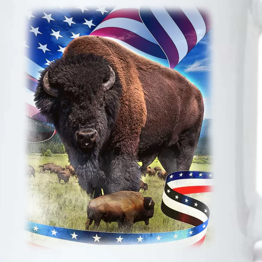 American Bison USA Flag Buffalo Black Color Changing Mug