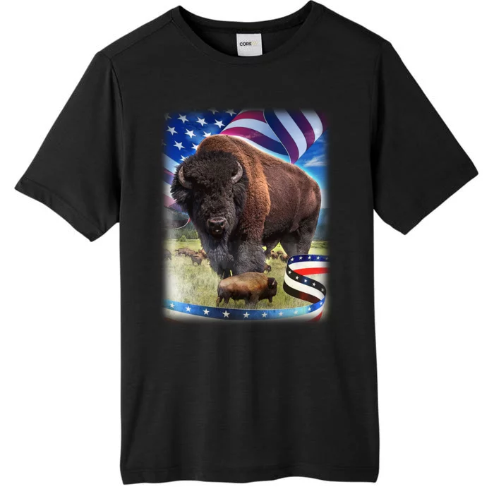 American Bison USA Flag Buffalo ChromaSoft Performance T-Shirt