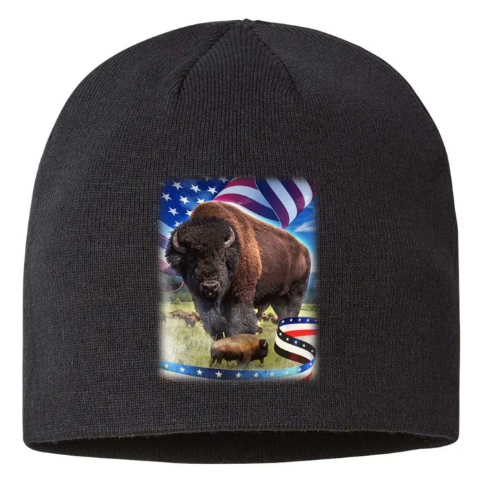 American Bison USA Flag Buffalo 8 1/2in Sustainable Knit Beanie