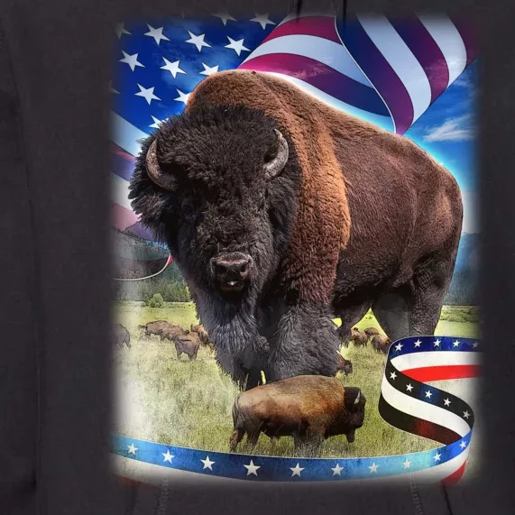 American Bison USA Flag Buffalo Premium Hoodie