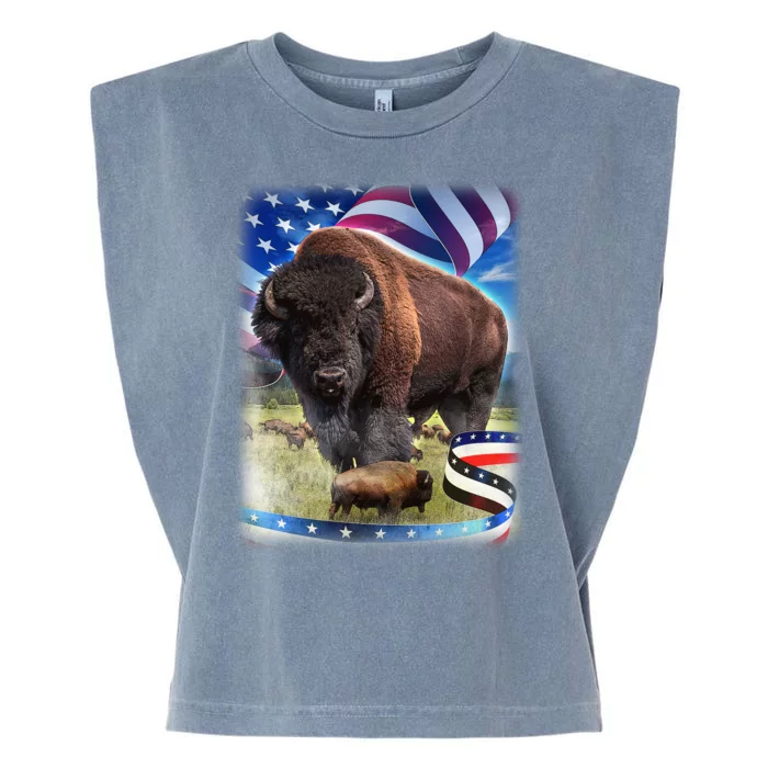 American Bison USA Flag Buffalo Garment-Dyed Women's Muscle Tee