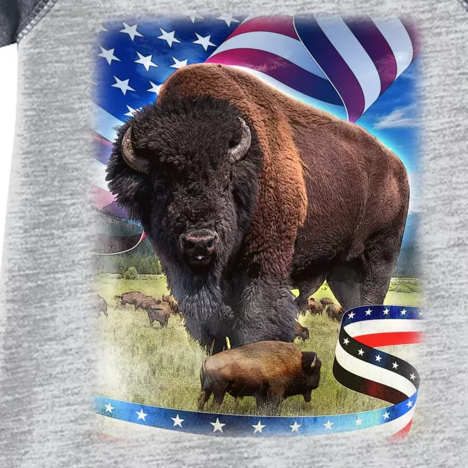 American Bison USA Flag Buffalo Infant Baby Jersey Bodysuit