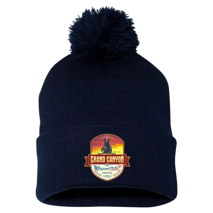 American Black Bear Grand Canyon National Park Pom Pom 12in Knit Beanie