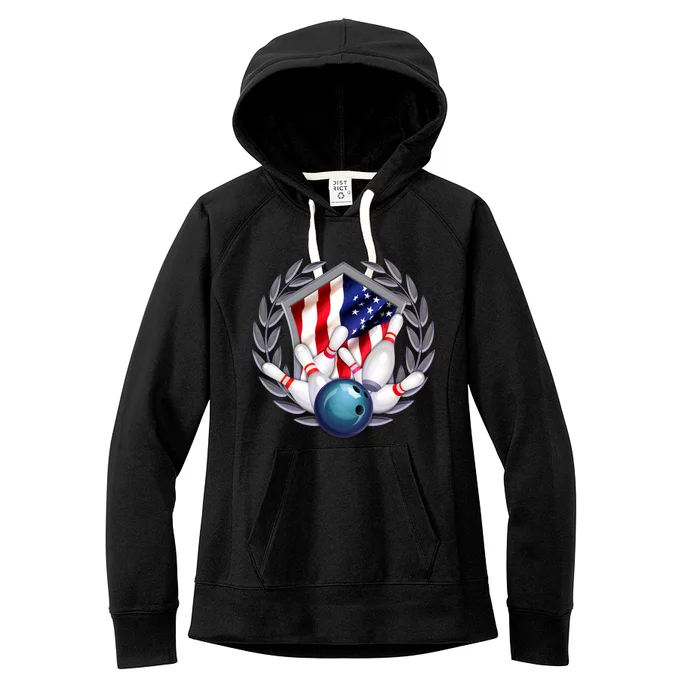 American Bowling Team Flag Women's Fleece Hoodie