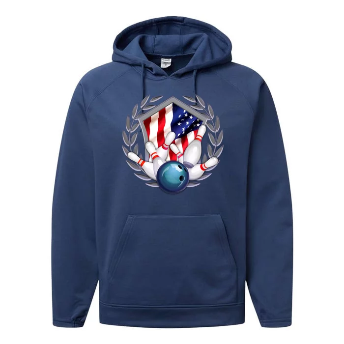 American Bowling Team Flag Performance Fleece Hoodie