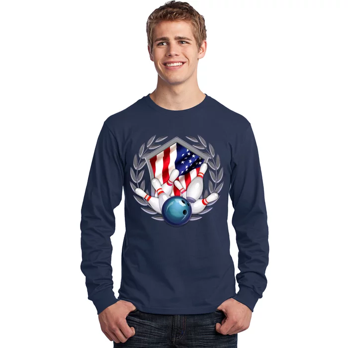 American Bowling Team Flag Long Sleeve Shirt