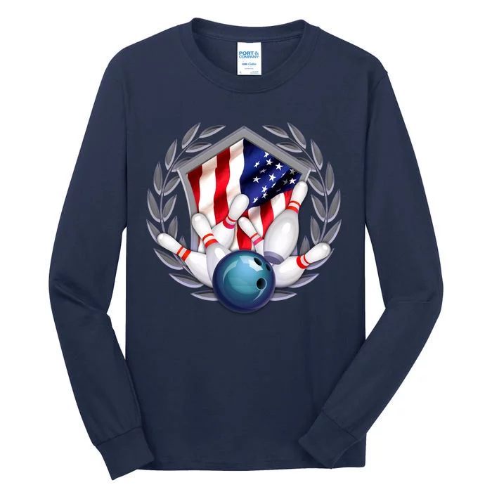 American Bowling Team Flag Tall Long Sleeve T-Shirt