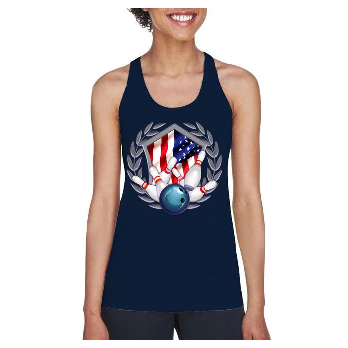 American Bowling Team Flag Women's Racerback Tank