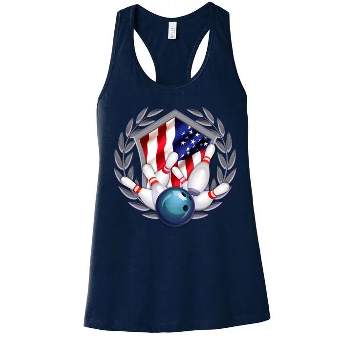 American Bowling Team Flag Women's Racerback Tank