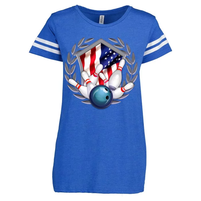 American Bowling Team Flag Enza Ladies Jersey Football T-Shirt