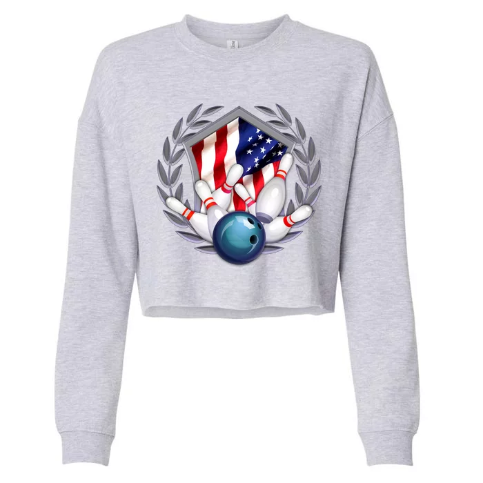 American Bowling Team Flag Cropped Pullover Crew