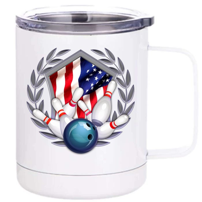 American Bowling Team Flag Front & Back 12oz Stainless Steel Tumbler Cup