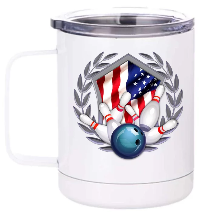 American Bowling Team Flag Front & Back 12oz Stainless Steel Tumbler Cup