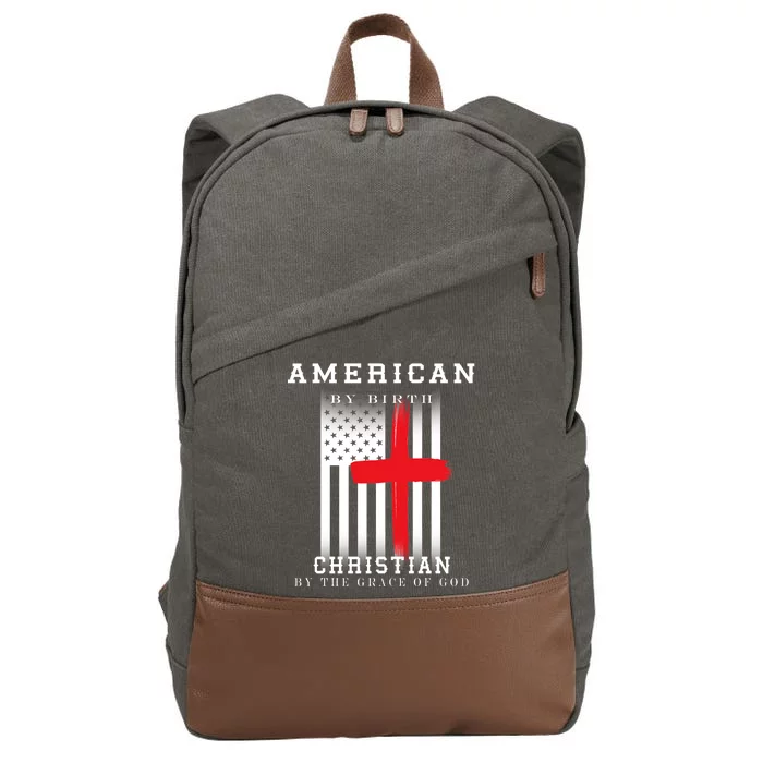 American By Birth Christian By The Grace Of God Cotton Canvas Backpack