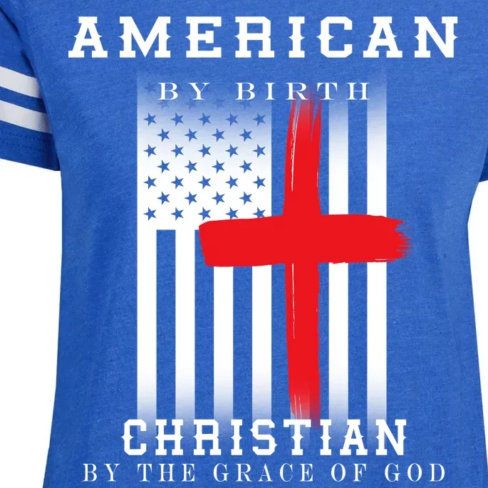 American By Birth Christian By The Grace Of God Enza Ladies Jersey Football T-Shirt