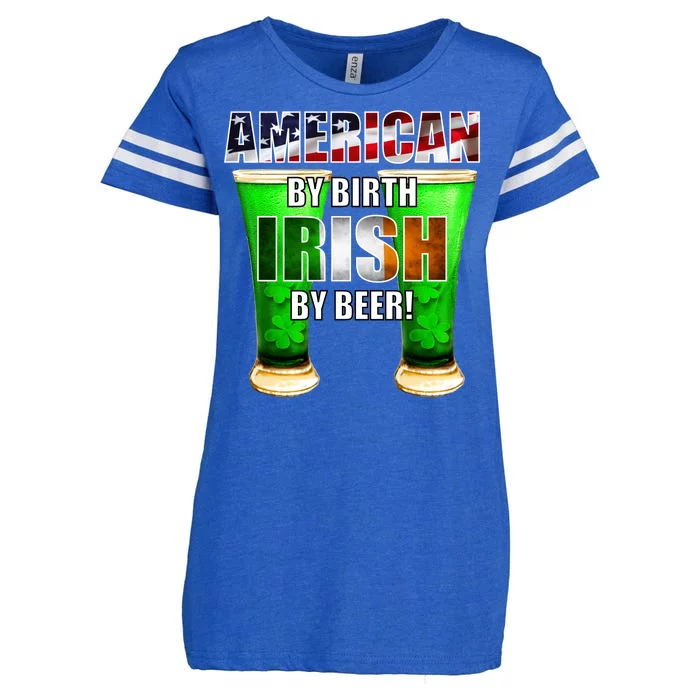 American By Birth Irish By Beer St. Patrick's Day Enza Ladies Jersey Football T-Shirt