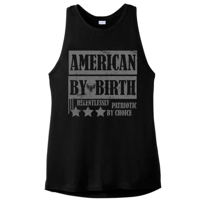 American By Birth Patriotic by Choice Ladies Tri-Blend Wicking Tank