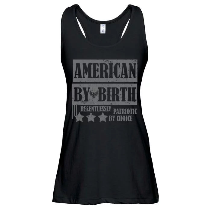 American By Birth Patriotic by Choice Ladies Essential Flowy Tank