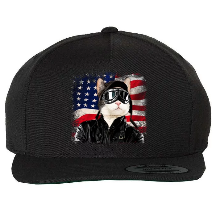 American Cat Air Force Pilot Wool Snapback Cap