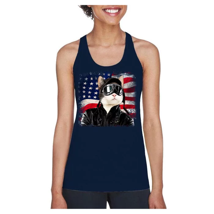 American Cat Air Force Pilot Women's Racerback Tank