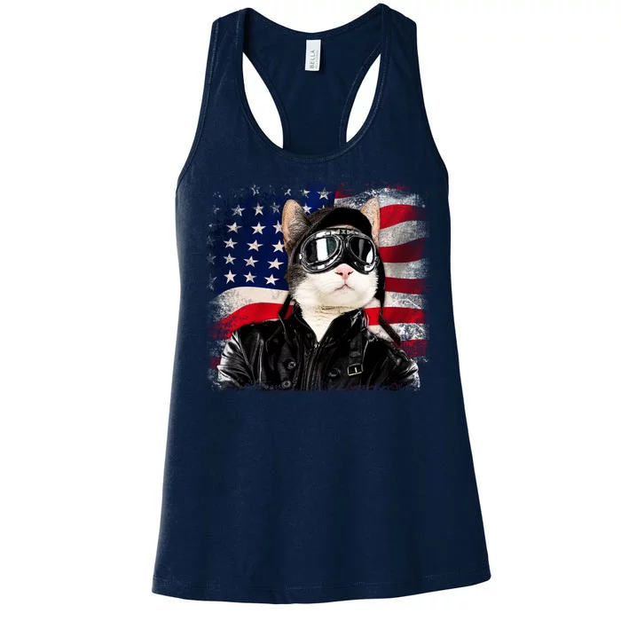 American Cat Air Force Pilot Women's Racerback Tank