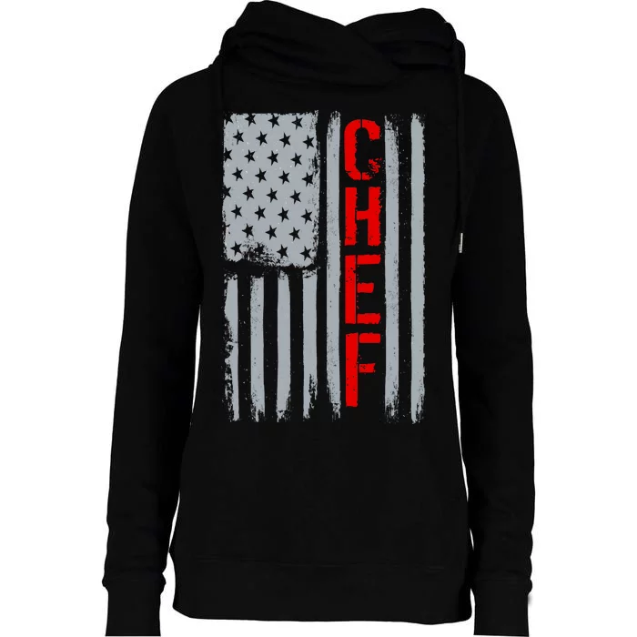 American Chef USA Flag Womens Funnel Neck Pullover Hood