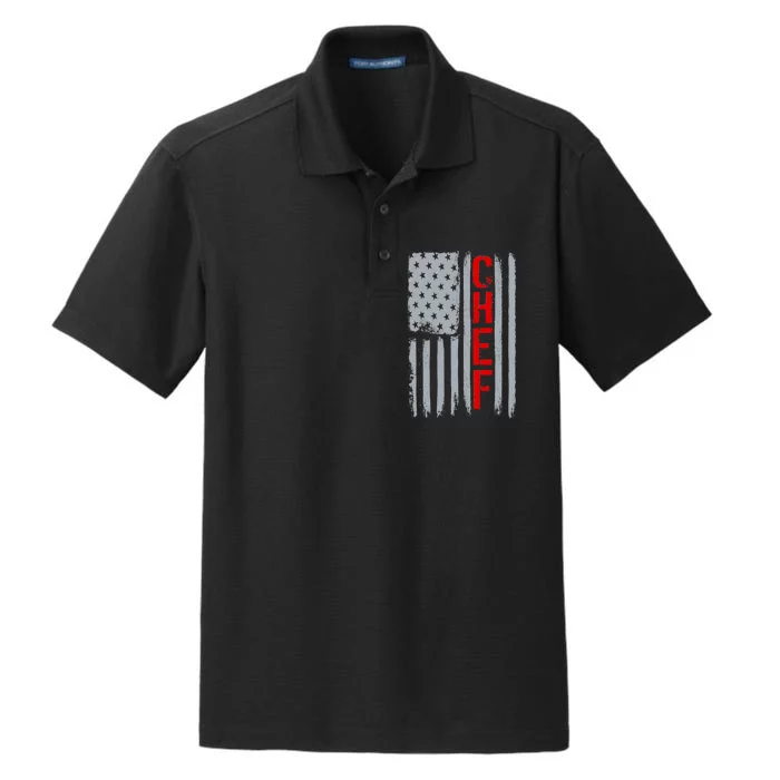 American Chef USA Flag Dry Zone Grid Performance Polo