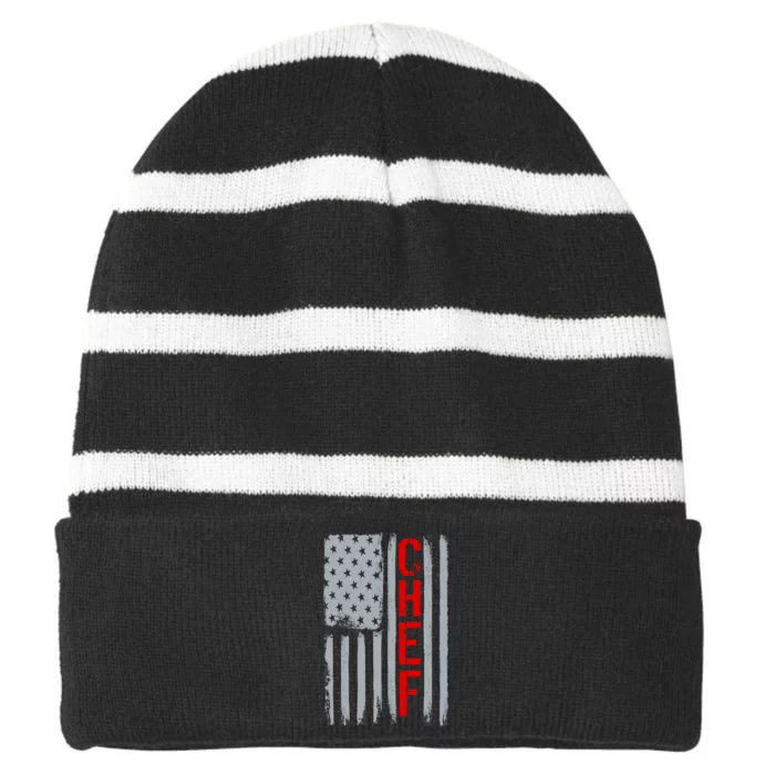 American Chef USA Flag Striped Beanie with Solid Band