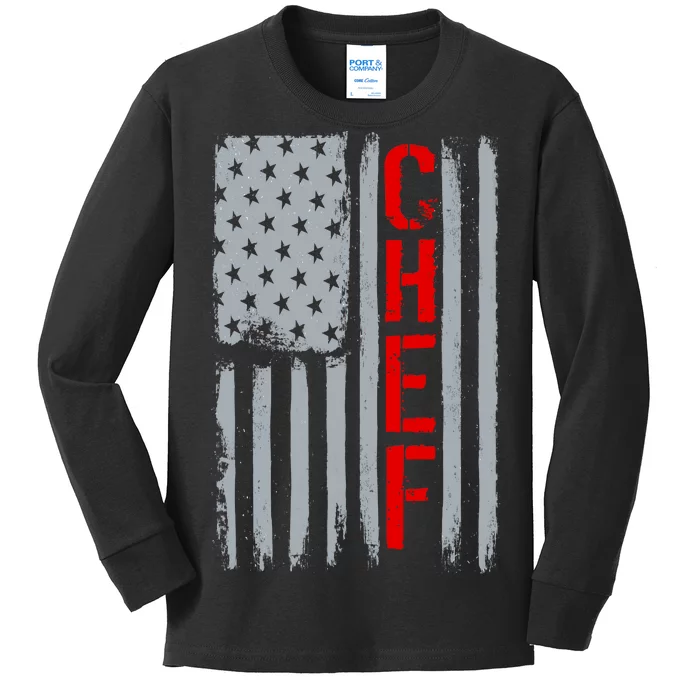 American Chef USA Flag Kids Long Sleeve Shirt