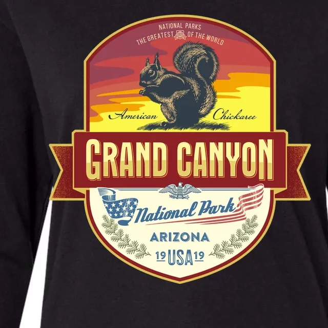 American Chickaree Grand Canyon National Park Womens Cotton Relaxed Long Sleeve T-Shirt