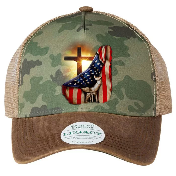 American Christian Cross Patriotic Flag Legacy Tie Dye Trucker Hat